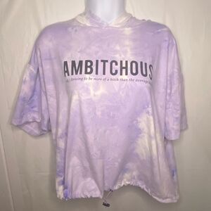 NWOT Purple tie dye Charlotte Russe short sleeve hoodie Size L